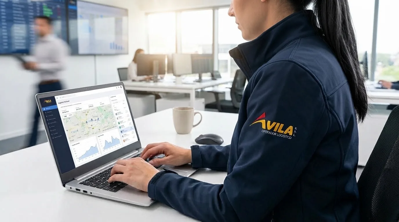 Colaboradora de Ávila monitoreando operaciones logísticas en la central